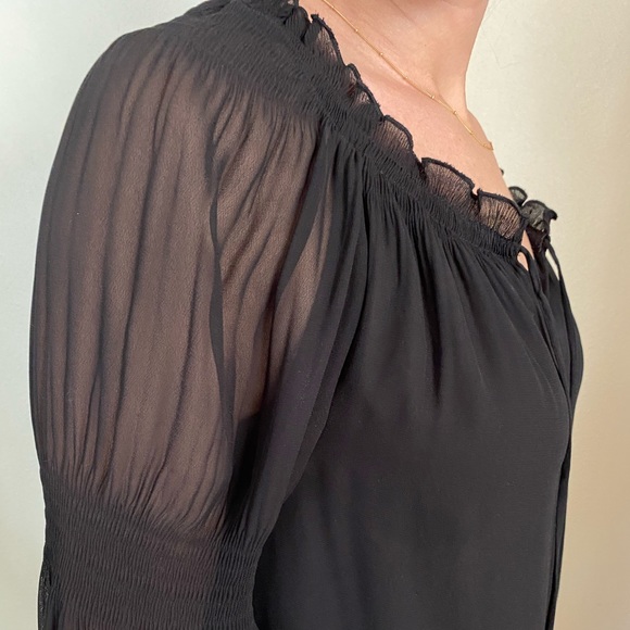 Nordstrom’s Black Chiffon Long Sleeve Blouse - Picture 4 of 5